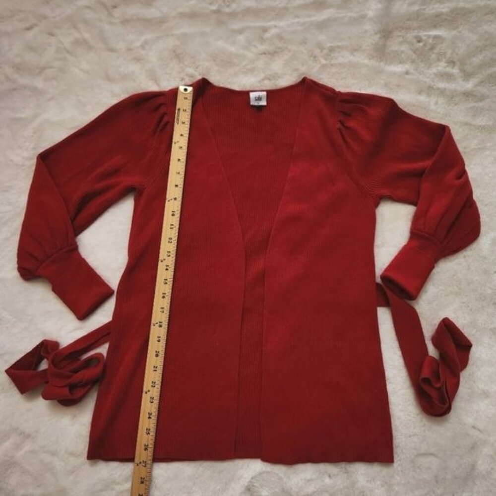 Cabi Sweater Womens Red Cardigan Cabaret Ribbed Cotton Balloon - Picture 9 of 13